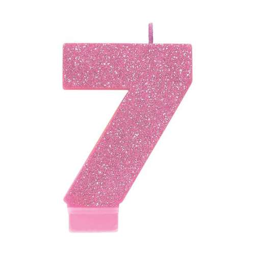 Sparkly Pink Candle - No 7 - Click Image to Close